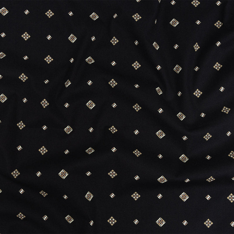 Mood Exclusive Black Geometric Gems Stretch Cotton Poplin