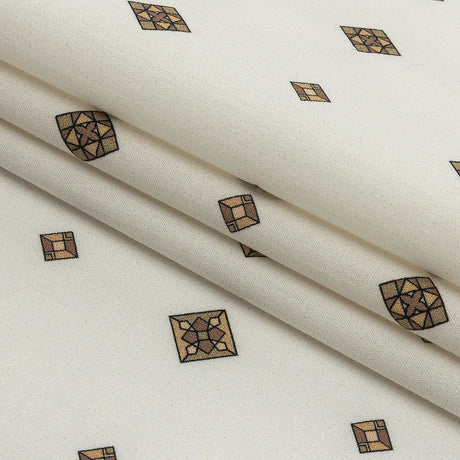 Mood Exclusive Off-White Geometric Gems Stretch Cotton Poplin
