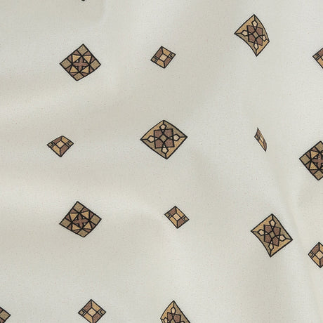 Mood Exclusive Off-White Geometric Gems Stretch Cotton Poplin