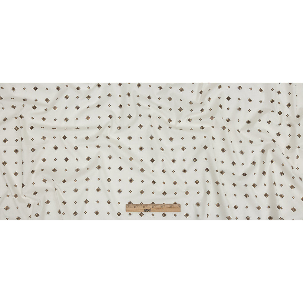 Mood Exclusive Off-White Geometric Gems Stretch Cotton Poplin