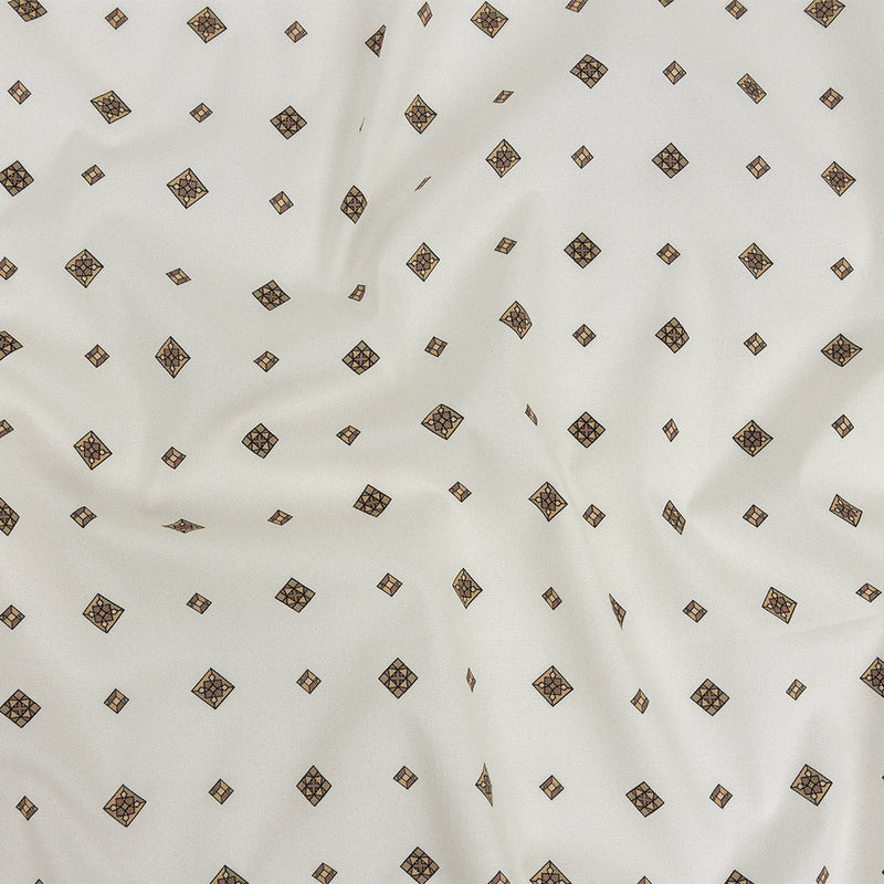 Mood Exclusive Off-White Geometric Gems Stretch Cotton Poplin