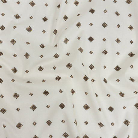 Mood Exclusive Off-White Geometric Gems Stretch Cotton Poplin
