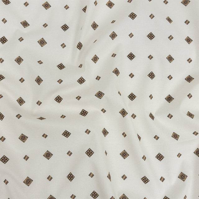 Mood Exclusive Off-White Geometric Gems Stretch Cotton Poplin