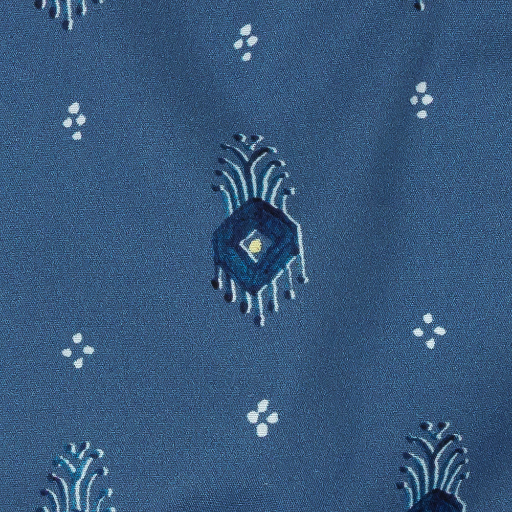 Mood Exclusive Dusty Blue Evil Eye Stretch Cotton Poplin