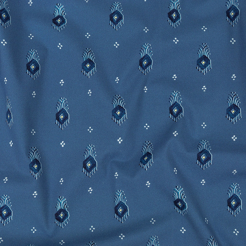 Mood Exclusive Dusty Blue Evil Eye Stretch Cotton Poplin
