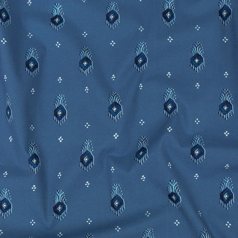 Mood Exclusive Dusty Blue Evil Eye Stretch Cotton Poplin