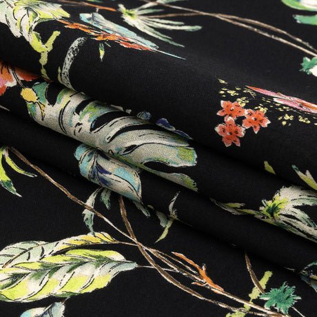 Mood Exclusive Black Hibiscus Haven Cotton Voile