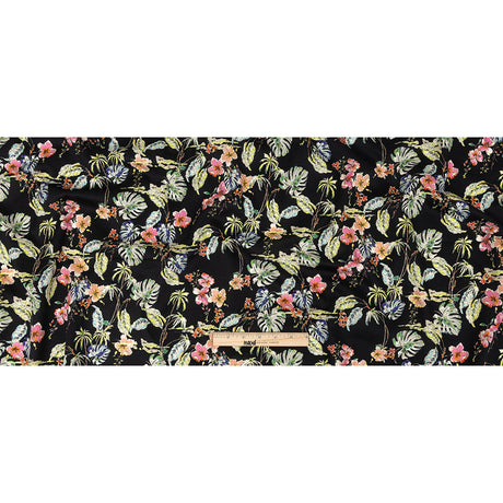 Mood Exclusive Black Hibiscus Haven Cotton Voile