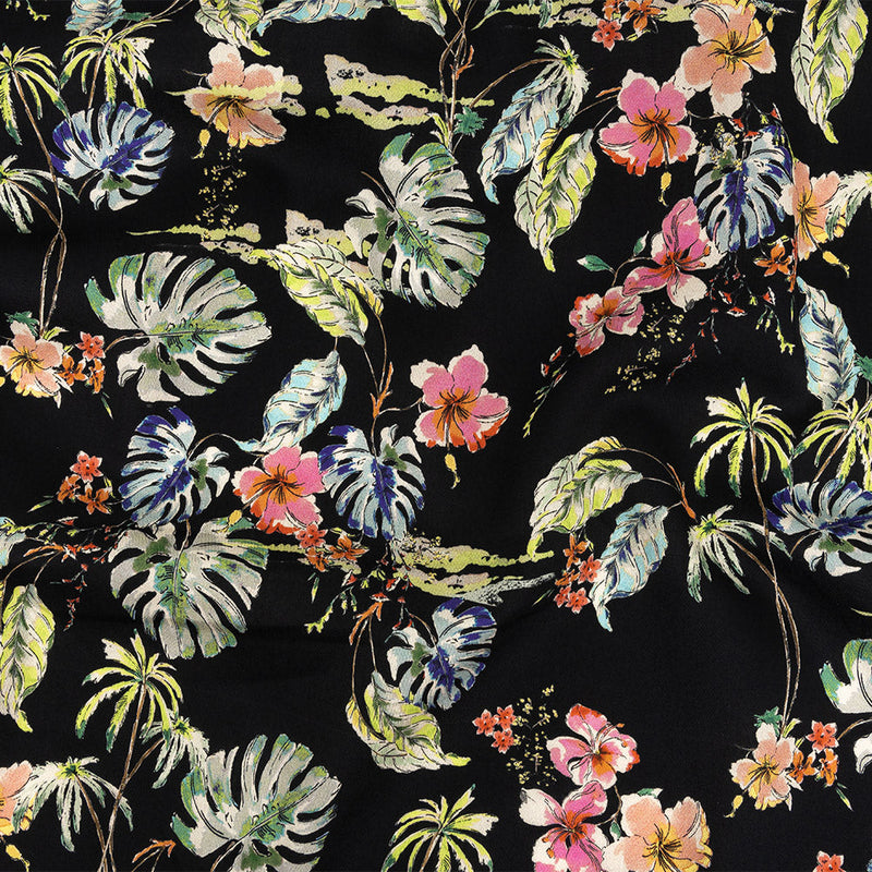 Mood Exclusive Black Hibiscus Haven Cotton Voile
