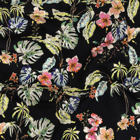 Mood Exclusive Black Hibiscus Haven Cotton Voile