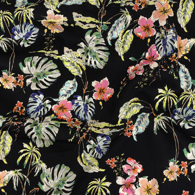 Mood Exclusive Black Hibiscus Haven Cotton Voile