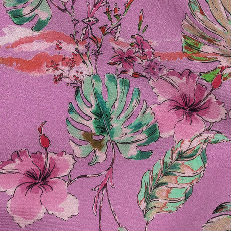 Mood Exclusive Pink Lavender Hibiscus Haven Cotton Voile