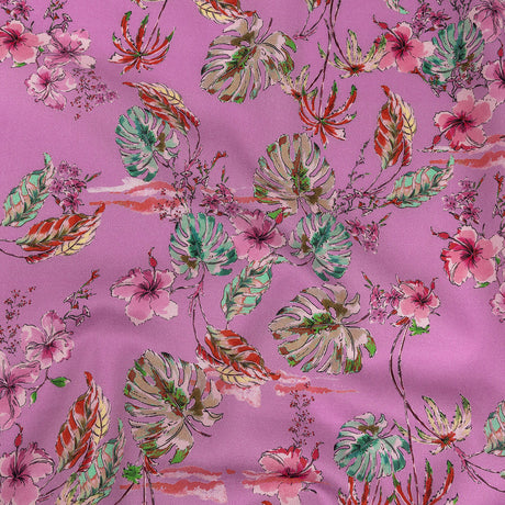 Mood Exclusive Pink Lavender Hibiscus Haven Cotton Voile