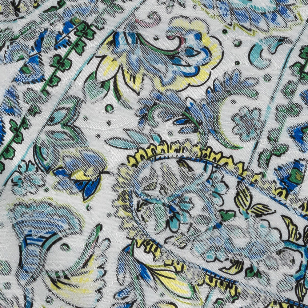Stretch Floral Jacquard Print - Blue Paisley - Mood Exclusive Stratagem Sophistication