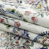 Stretch Floral Jacquard Print - Navy and White Paisley - Mood Exclusive Grandiose Gems