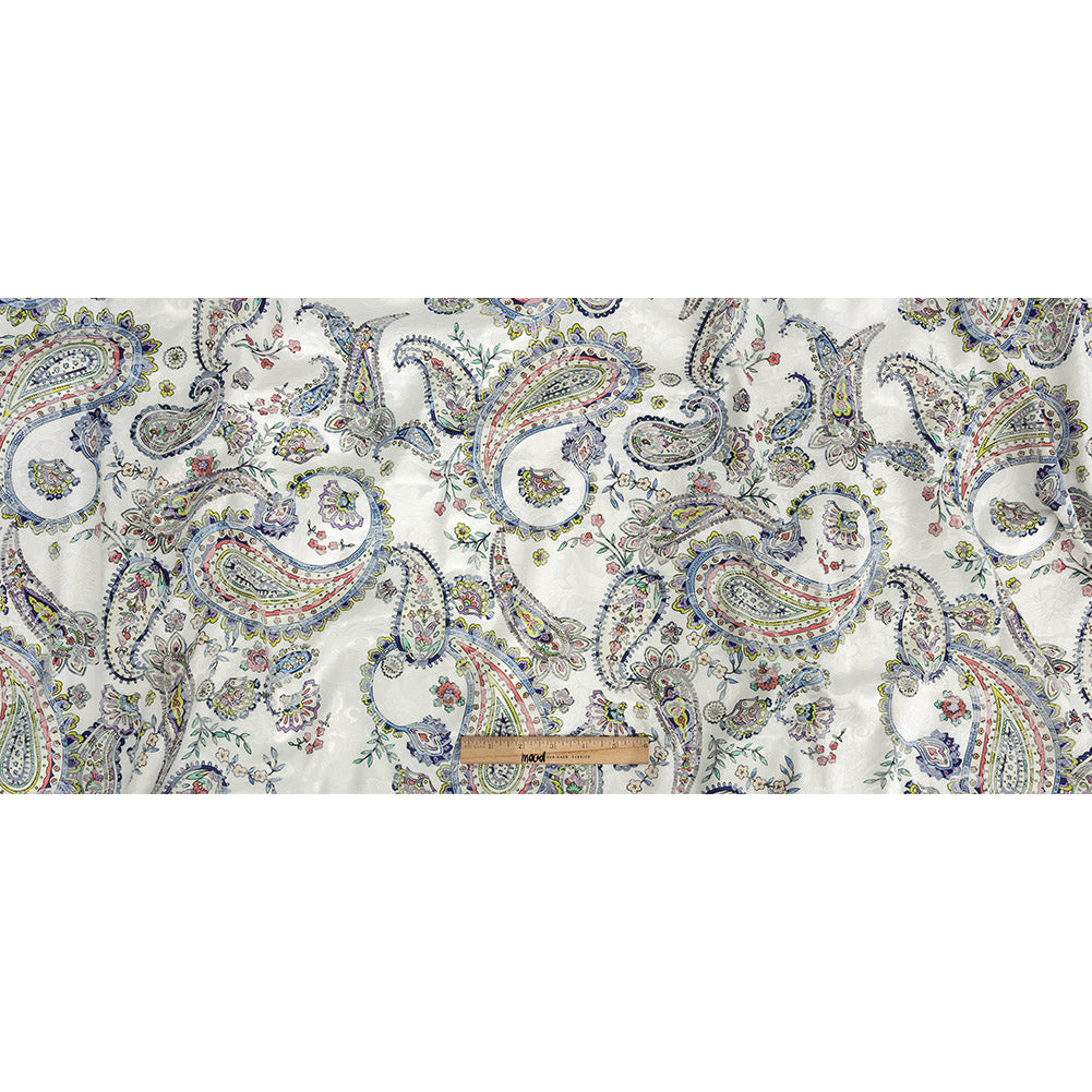 Stretch Floral Jacquard Print - Navy and White Paisley - Mood Exclusive Grandiose Gems