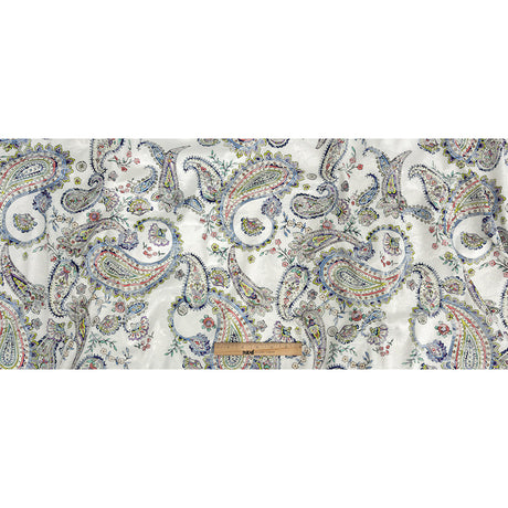 Stretch Floral Jacquard Print - Navy and White Paisley - Mood Exclusive Grandiose Gems