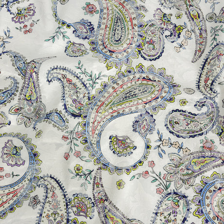 Stretch Floral Jacquard Print - Navy and White Paisley - Mood Exclusive Grandiose Gems
