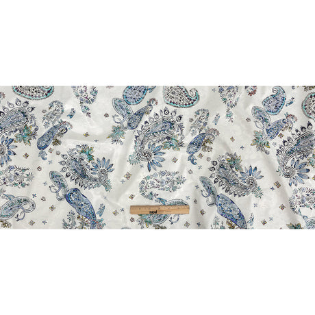 Stretch Floral Jacquard Print - Navy Paisley - Mood Exclusive Memorable Motifs