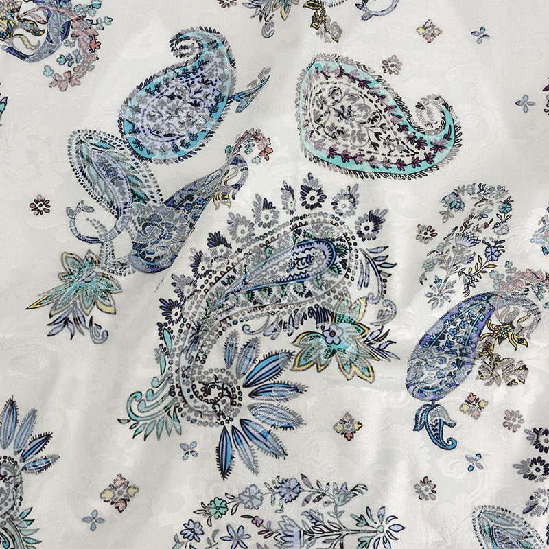 Stretch Floral Jacquard Print - Navy Paisley - Mood Exclusive Memorable Motifs