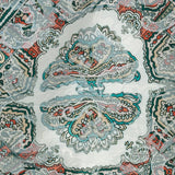 Stretch Floral Jacquard Print - Jade and Orange Ornate Medallions - Mood Exclusive Interlocking Configurations