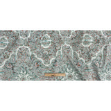 Stretch Floral Jacquard Print - Jade and Orange Ornate Medallions - Mood Exclusive Interlocking Configurations