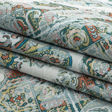 Stretch Floral Jacquard Print - Turquoise and Orange Ornate Medallions - Mood Exclusive Interlocking Configurations