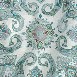 Stretch Floral Jacquard Print - Turquoise and Orange Ornate Medallions - Mood Exclusive Interlocking Configurations