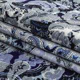 Stretch Floral Jacquard Print - Navy and White Paisley Medallions - Mood Exclusive Divine Dream