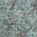 Stretch Floral Jacquard Print - Turquoise and Orange Ornate Paisley - Mood Exclusive Baroque Embellishments