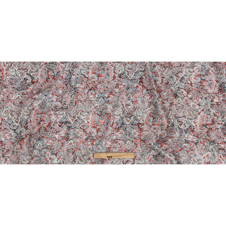 Stretch Floral Jacquard Print - Coral and Red Ornate Paisley - Mood Exclusive Baroque Embellishments