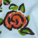 Stretch Cotton and Viscose Sateen Print - Light Blue, Red and Green Roses - Mood Exclusive Mostly Rosy