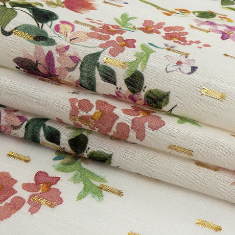 Cotton Voile Print with Metallic Dots - Off-White Floral - Mood Exclusive April Awakening