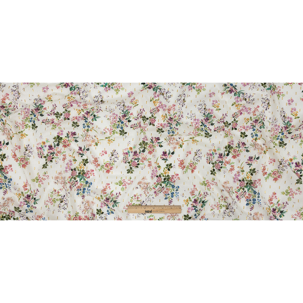 Cotton Voile Print with Metallic Dots - Off-White Floral - Mood Exclusive April Awakening