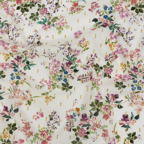 Cotton Voile Print with Metallic Dots - Off-White Floral - Mood Exclusive April Awakening