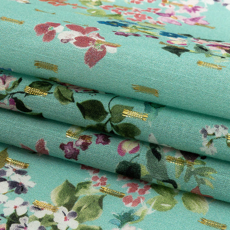 Cotton Voile Print with Metallic Dots - Seafoam Floral - Mood Exclusive April Awakening