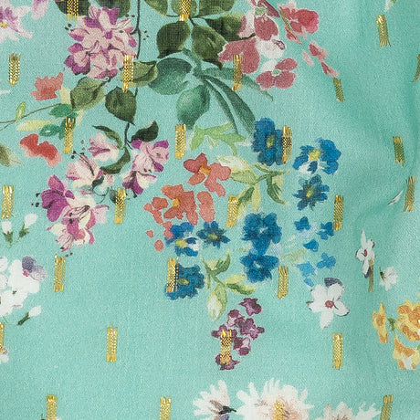 Cotton Voile Print with Metallic Dots - Seafoam Floral - Mood Exclusive April Awakening