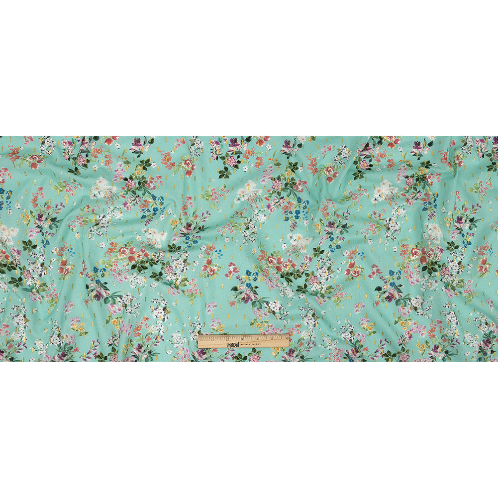 Cotton Voile Print with Metallic Dots - Seafoam Floral - Mood Exclusive April Awakening