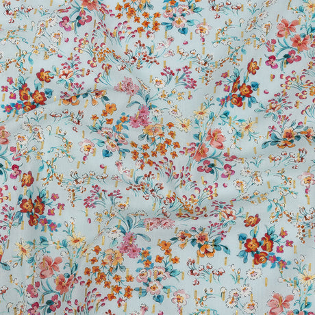 Cotton Voile Print with Metallic Dots - Baby Blue Floral - Mood Exclusive Celestial Serendipity