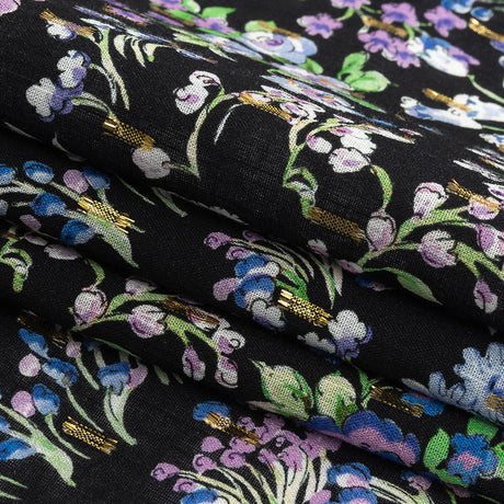 Cotton Voile Print with Metallic Dots - Black Floral - Mood Exclusive Celestial Serendipity