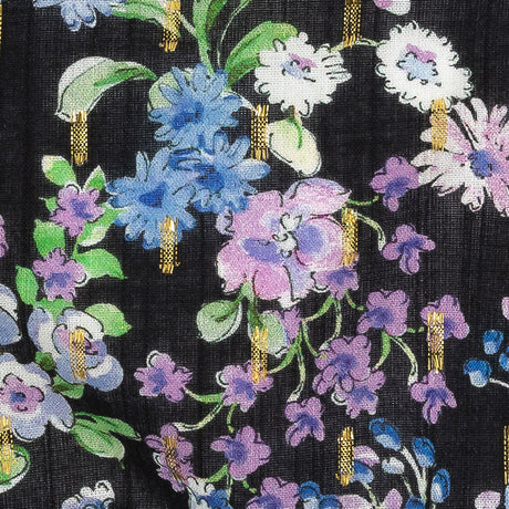 Cotton Voile Print with Metallic Dots - Black Floral - Mood Exclusive Celestial Serendipity