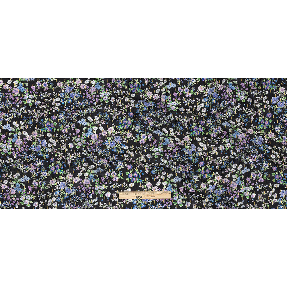 Cotton Voile Print with Metallic Dots - Black Floral - Mood Exclusive Celestial Serendipity