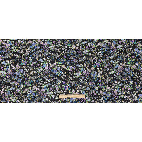 Cotton Voile Print with Metallic Dots - Black Floral - Mood Exclusive Celestial Serendipity