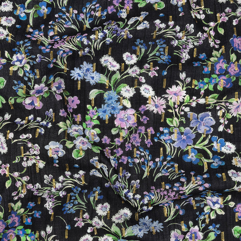Cotton Voile Print with Metallic Dots - Black Floral - Mood Exclusive Celestial Serendipity
