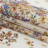 Cotton Voile Print with Metallic Dots - White and Yellow Floral - Mood Exclusive Fragrant Fields