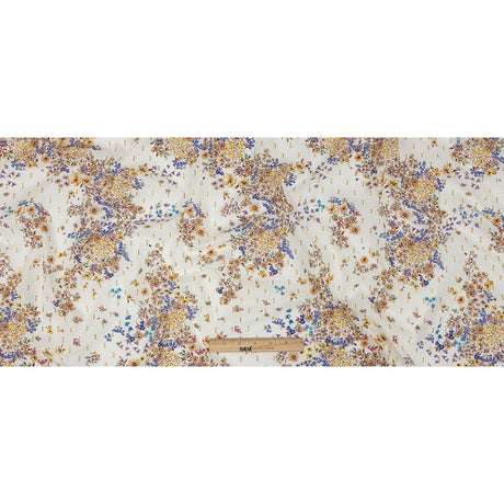 Cotton Voile Print with Metallic Dots - White and Yellow Floral - Mood Exclusive Fragrant Fields