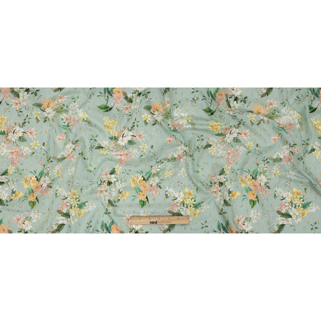 Cotton Voile Print with Metallic Dots - Seafoam and Baby Pink Floral - Mood Exclusive Bewitching Bliss