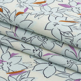 Stretch Cotton Twill Print - Ivory and Pale Blue Floral - Mood Exclusive Freesia Flock