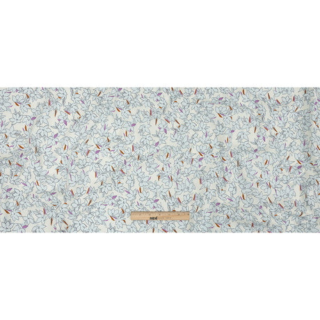 Stretch Cotton Twill Print - Ivory and Pale Blue Floral - Mood Exclusive Freesia Flock