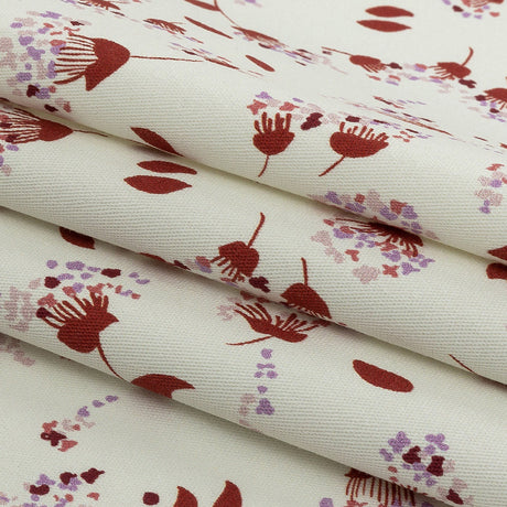 Stretch Cotton Twill Print - Rust and White Dandelion Floral - Mood Exclusive Feeling Dandy